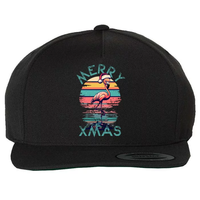 Christmas Flamingo Pink Flamingo Christmas Merry Xmas Gift Wool Snapback Cap