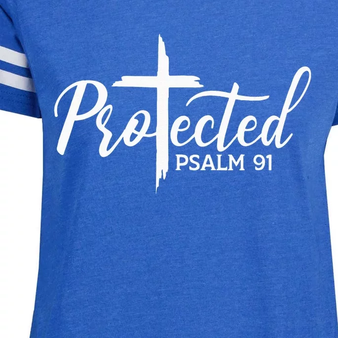 Christian Faith Protected Religious Jesus Loves Psalms 91 Enza Ladies Jersey Football T-Shirt