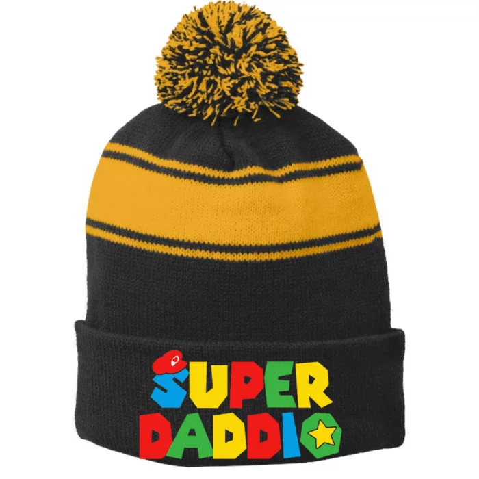 Celebrating Fatherly Powers Stripe Pom Pom Beanie