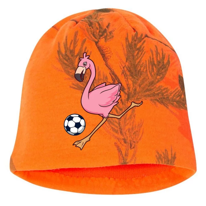 Cartoon Flamingo Playing Soccer Kati - Camo Knit Beanie