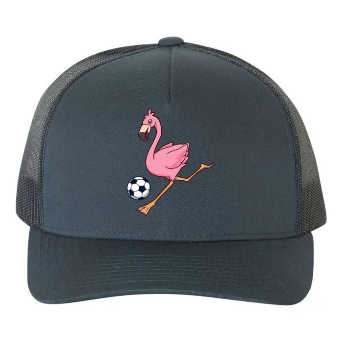 Cartoon Flamingo Playing Soccer Yupoong Adult 5-Panel Trucker Hat