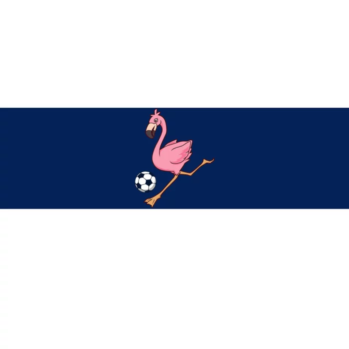 Cartoon Flamingo Playing Soccer Bumper Sticker