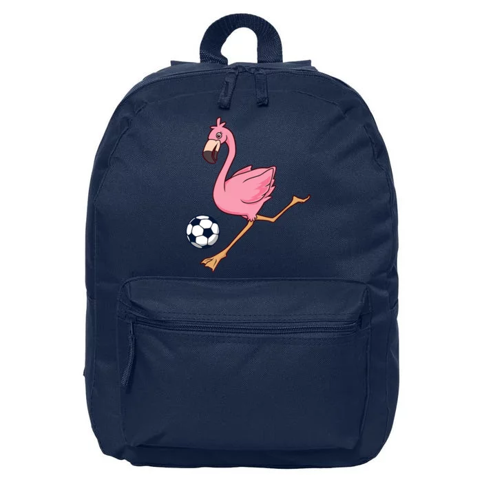 Cartoon Flamingo Playing Soccer 16 in Basic Backpack