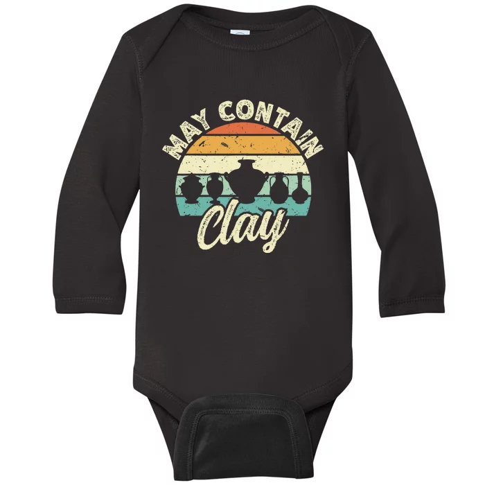 Ceramic Funny Pottery May Contain Clay Potter Baby Long Sleeve Bodysuit