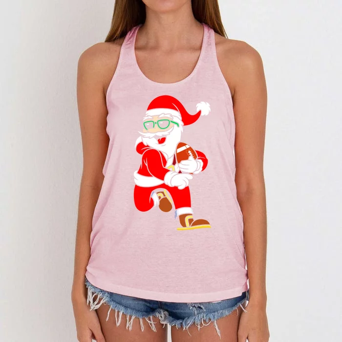 Chistmas Football Player Coach Touchdown Reindeer Xmas Gift Women's Knotted Racerback Tank