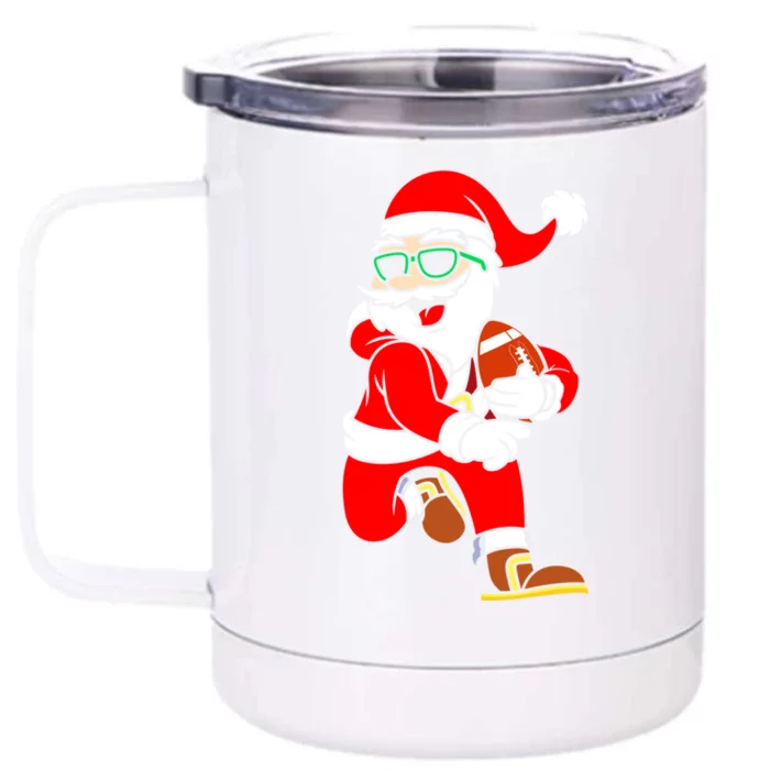 Chistmas Football Player Coach Touchdown Reindeer Xmas Gift Front & Back 12oz Stainless Steel Tumbler Cup