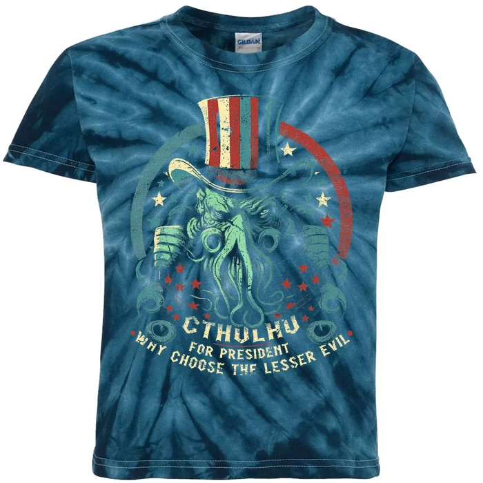 Cthulhu For President Election 2024 Cosmic Horror Cthulhu Kids Tie-Dye T-Shirt