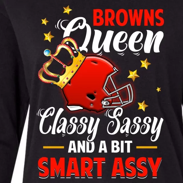 Cleveland Football Queen Classy Sassy And A Bit Smart Assy Womens Cotton Relaxed Long Sleeve T-Shirt