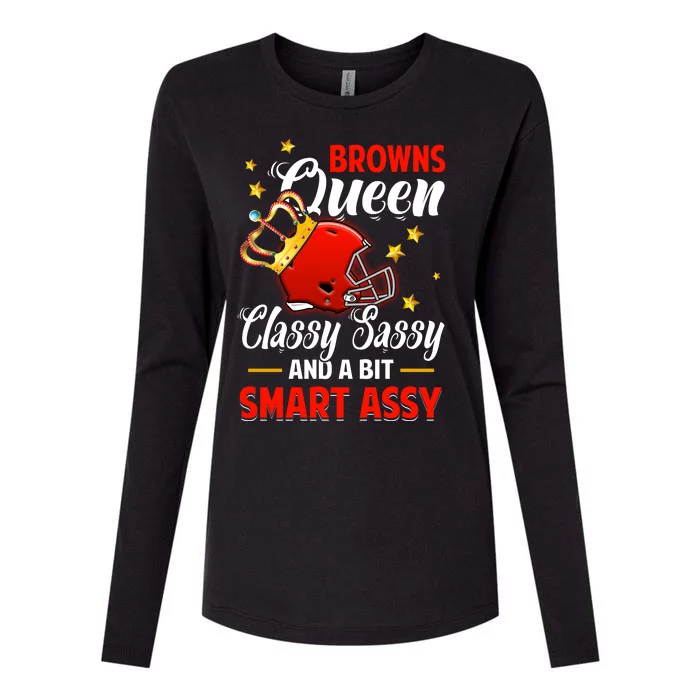 Cleveland Football Queen Classy Sassy And A Bit Smart Assy Womens Cotton Relaxed Long Sleeve T-Shirt