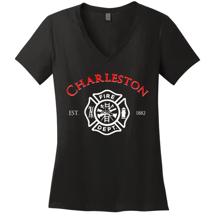 Charleston Fire Rescue South Carolina Firefighter Women's V-Neck T-Shirt