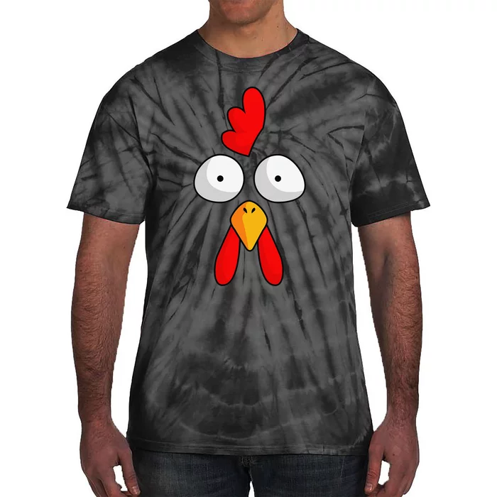 Chicken Face Rooster Halloween Costume Farm Poultry Tie-Dye T-Shirt