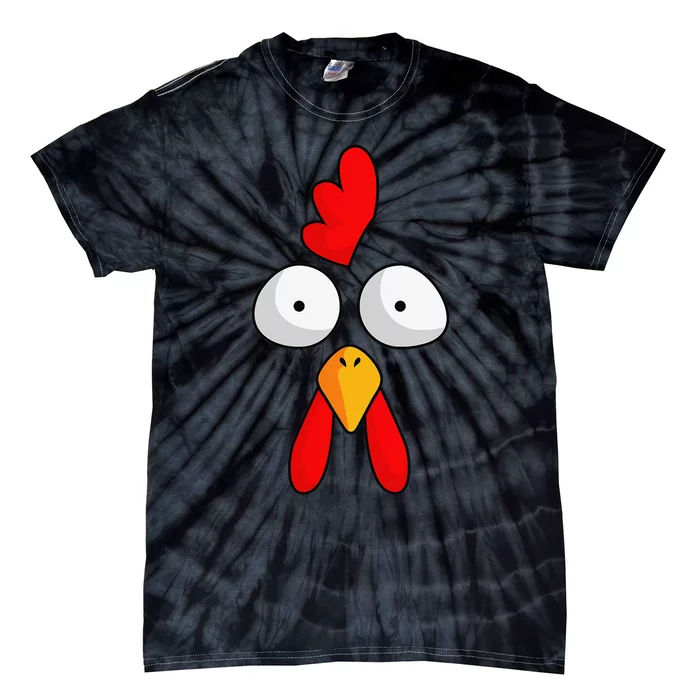 Chicken Face Rooster Halloween Costume Farm Poultry Tie-Dye T-Shirt