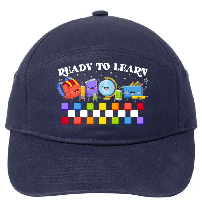 Cute Funny Ready To Learn Back To School 7-Panel Snapback Hat