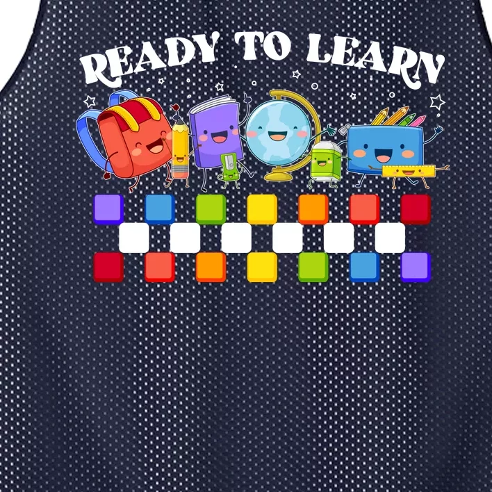 Cute Funny Ready To Learn Back To School Mesh Reversible Basketball Jersey Tank