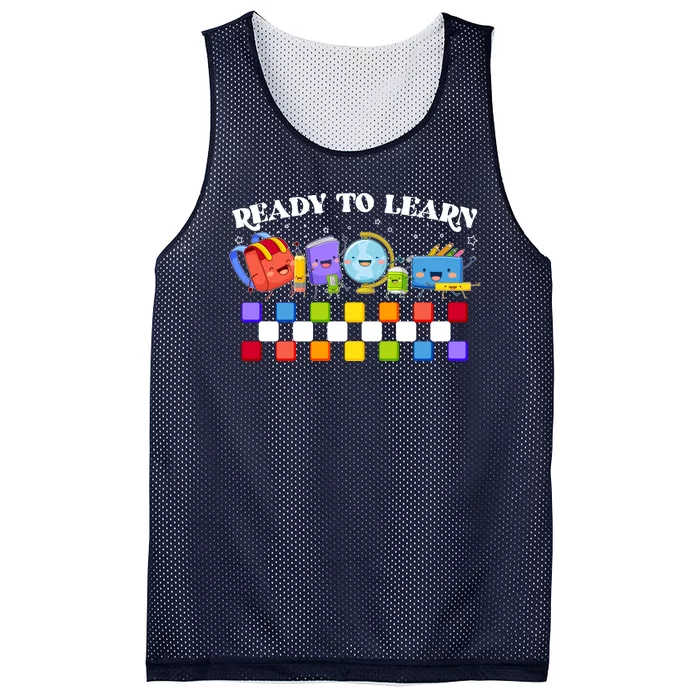 Cute Funny Ready To Learn Back To School Mesh Reversible Basketball Jersey Tank