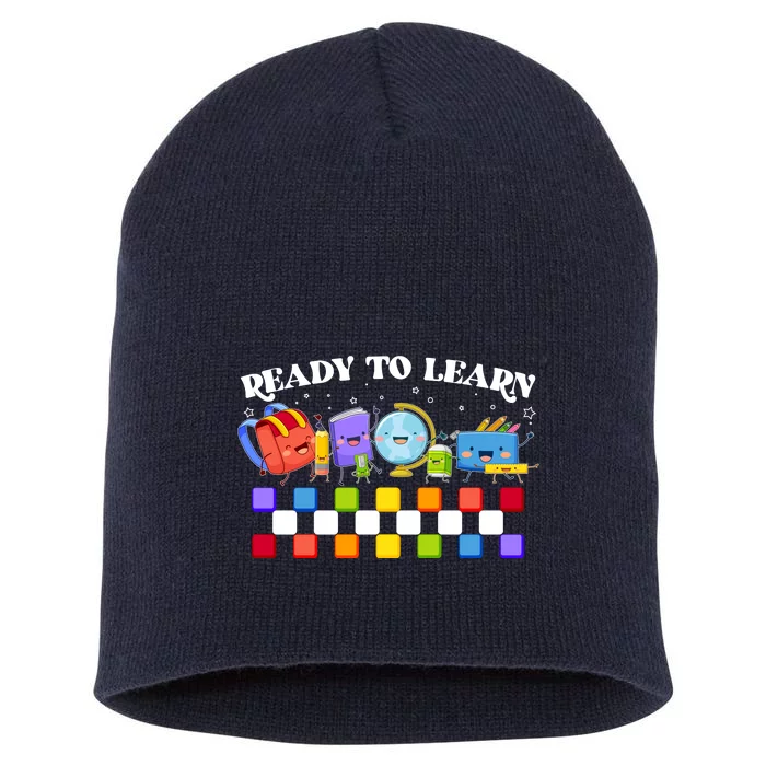 Cute Funny Ready To Learn Back To School Short Acrylic Beanie