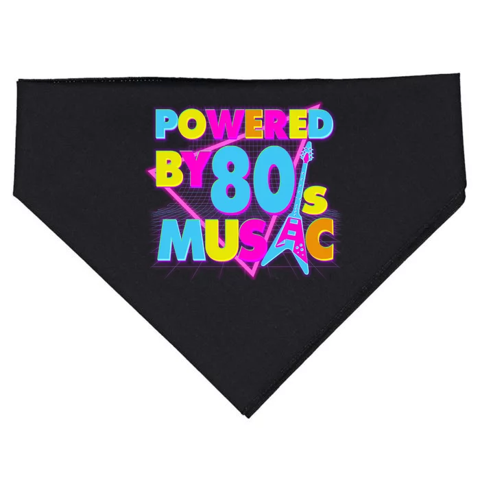 Cool Funny Retro Powered By 80's Music USA-Made Doggie Bandana