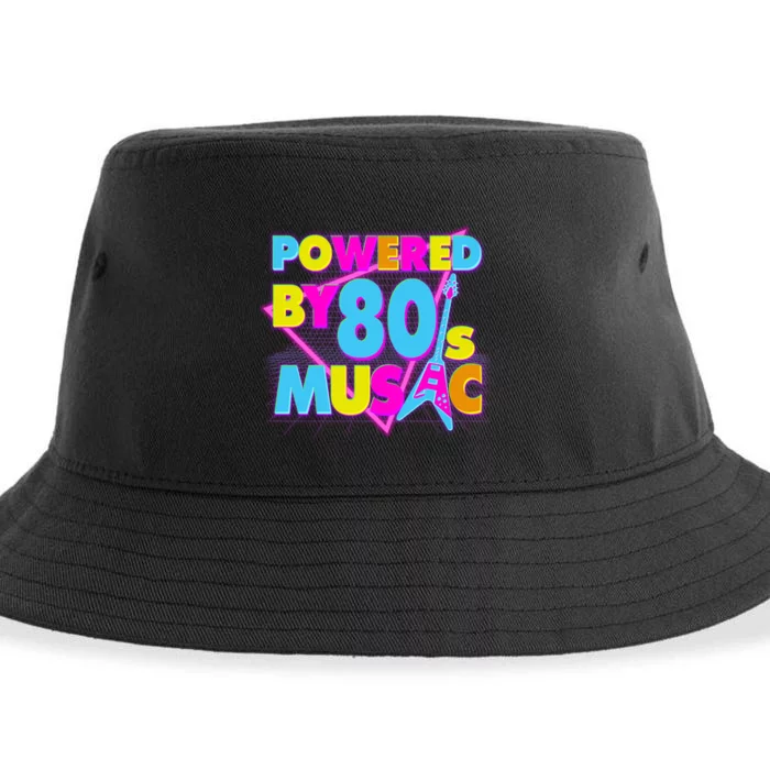 Cool Funny Retro Powered By 80's Music Sustainable Bucket Hat