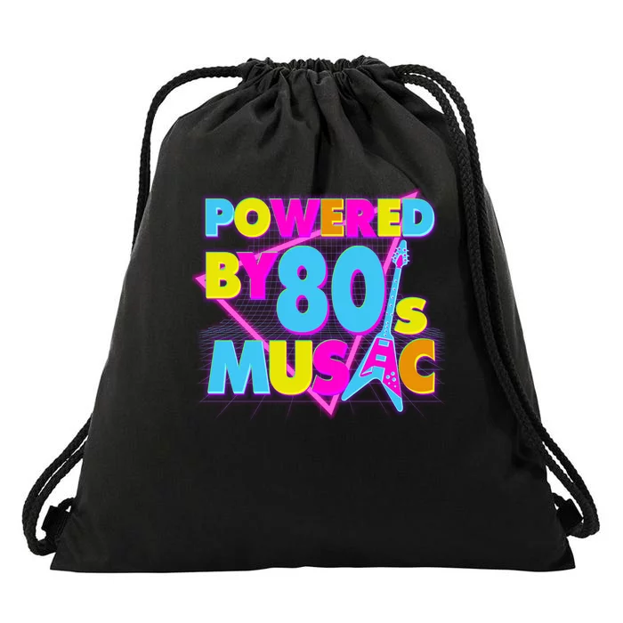 Cool Funny Retro Powered By 80's Music Drawstring Bag