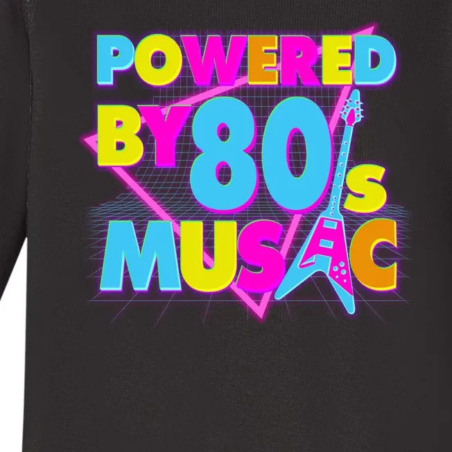 Cool Funny Retro Powered By 80's Music Baby Long Sleeve Bodysuit