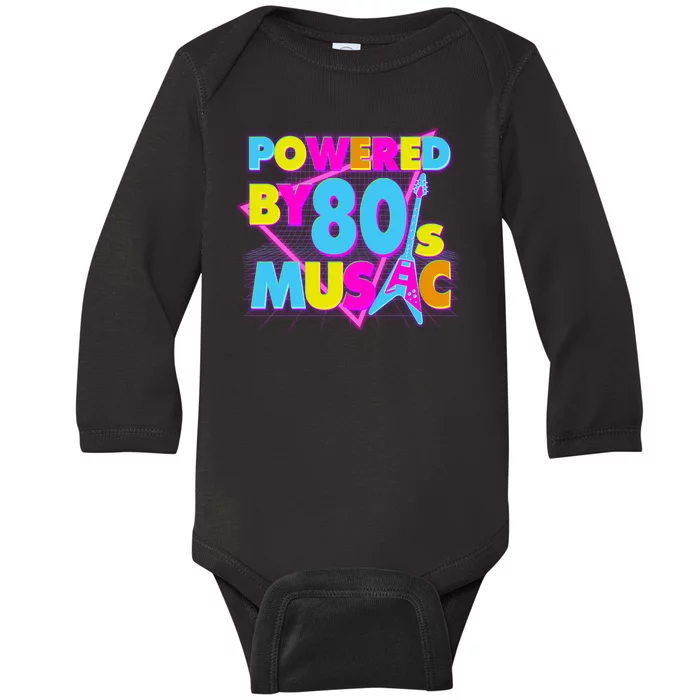 Cool Funny Retro Powered By 80's Music Baby Long Sleeve Bodysuit