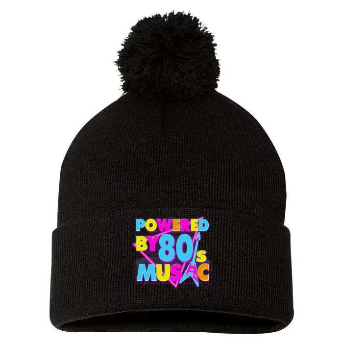 Cool Funny Retro Powered By 80's Music Pom Pom 12in Knit Beanie