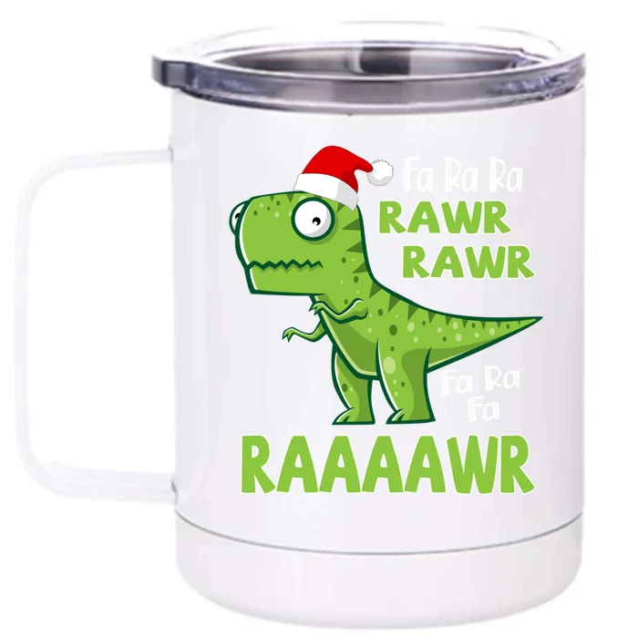 Cute Fa Ra Ra Rawr Santa Claus T Rex Dinosaur Christmas Day Great Gift Front & Back 12oz Stainless Steel Tumbler Cup