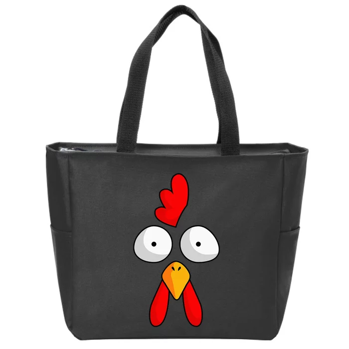 Chicken Face Rooster Halloween Costume Farm Poultry Zip Tote Bag