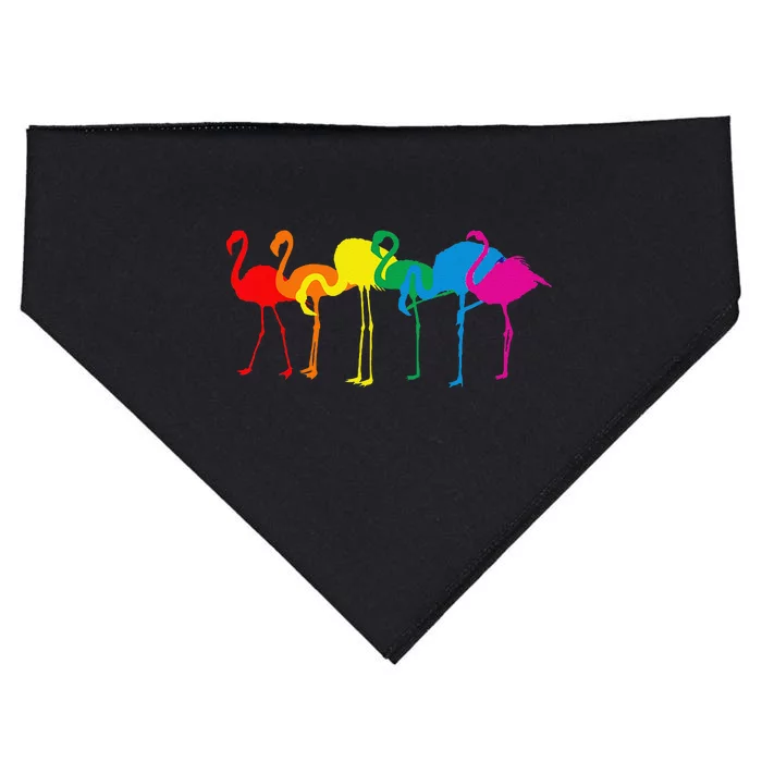 Cute Flamingo Rainbow Flamingo USA-Made Doggie Bandana