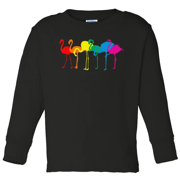 Cute Flamingo Rainbow Flamingo Toddler Long Sleeve Shirt