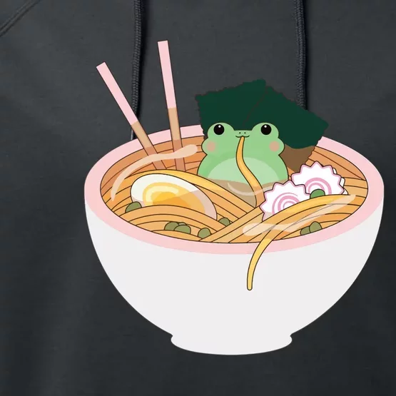 Cute Frog Ramen Performance Fleece Hoodie