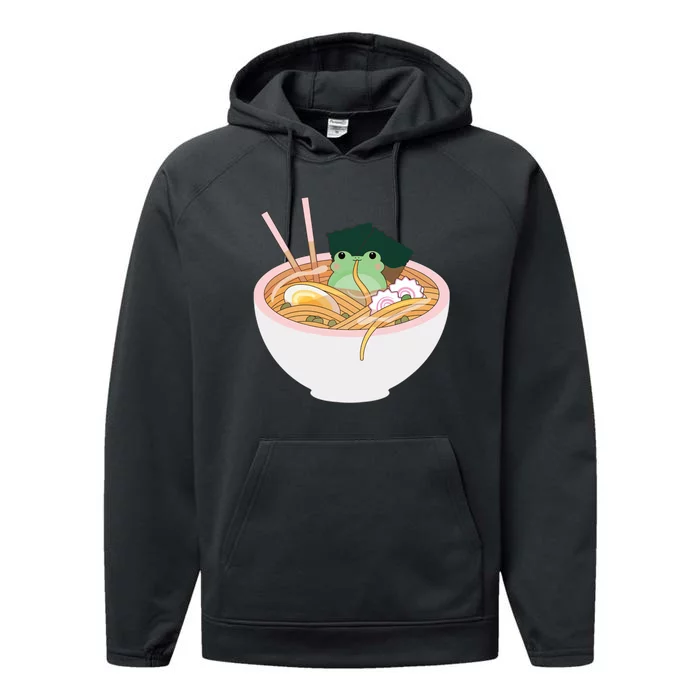 Cute Frog Ramen Performance Fleece Hoodie