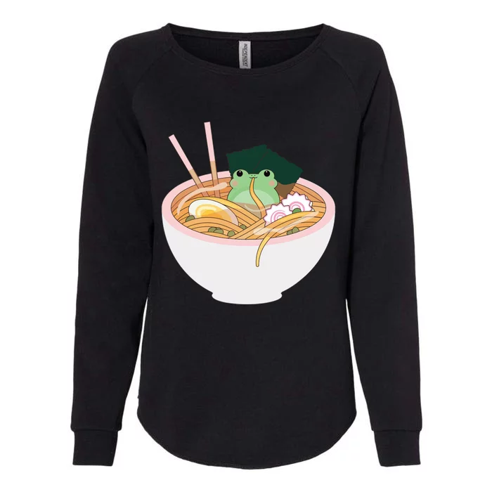 Cute Frog Ramen Womens California Wash Sweatshirt