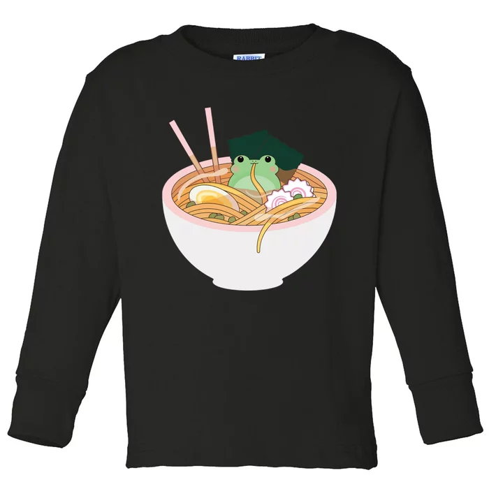 Cute Frog Ramen Toddler Long Sleeve Shirt