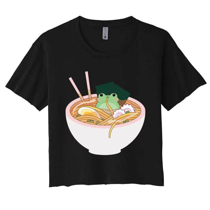 Cute Frog Ramen Women's Crop Top Tee