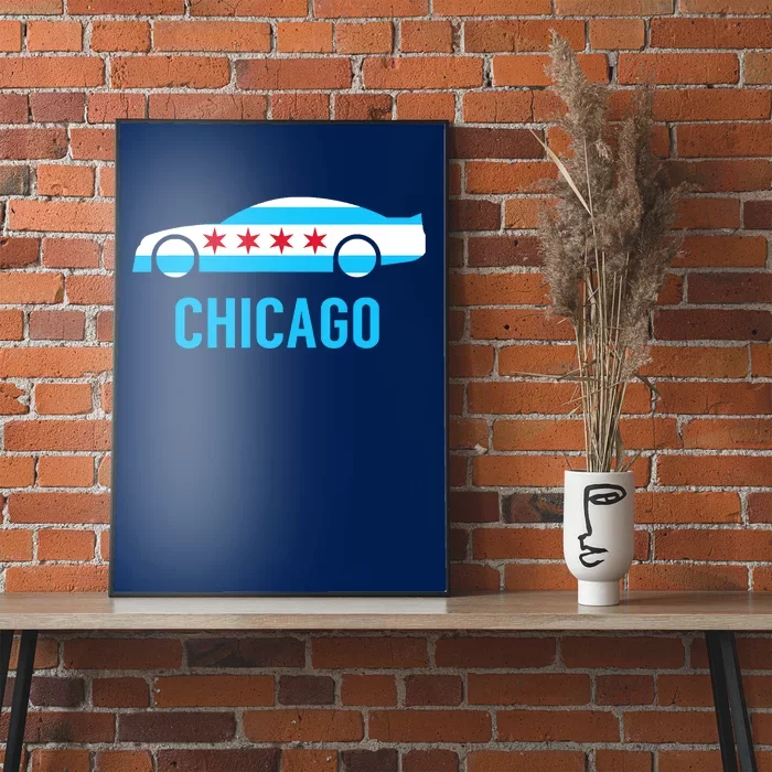 Chicago Flag Race Car Poster