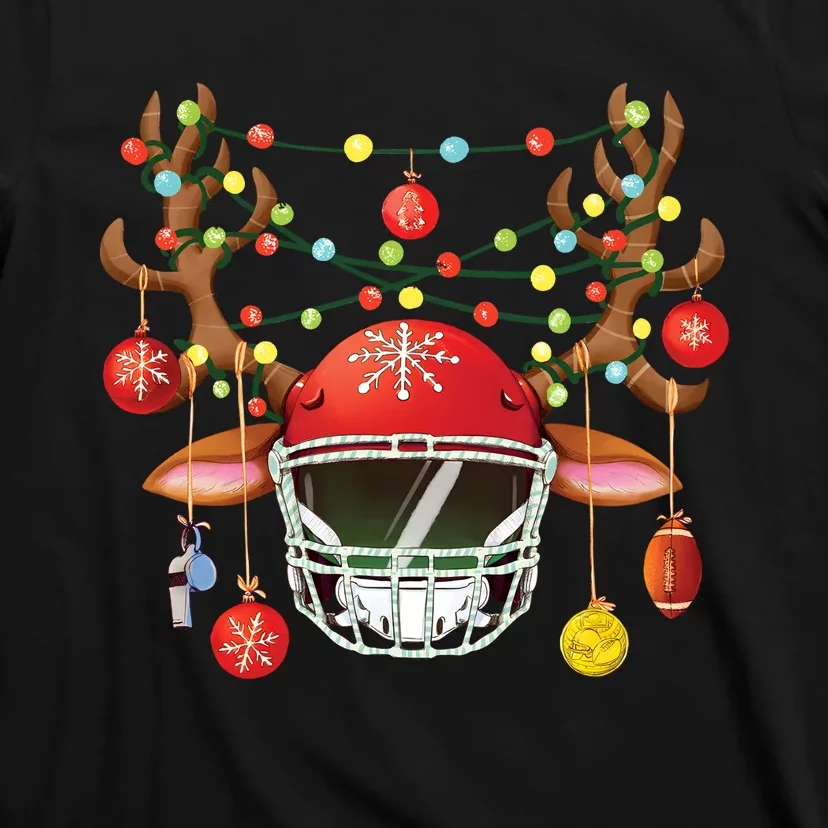 Cute Football Reindeer Christmas Xmas Lights Sports T-Shirt