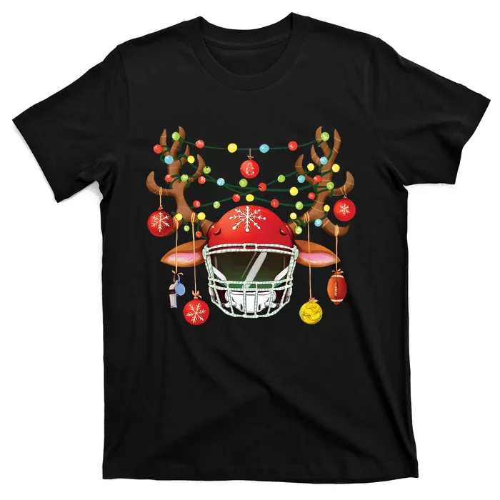 Cute Football Reindeer Christmas Xmas Lights Sports T-Shirt