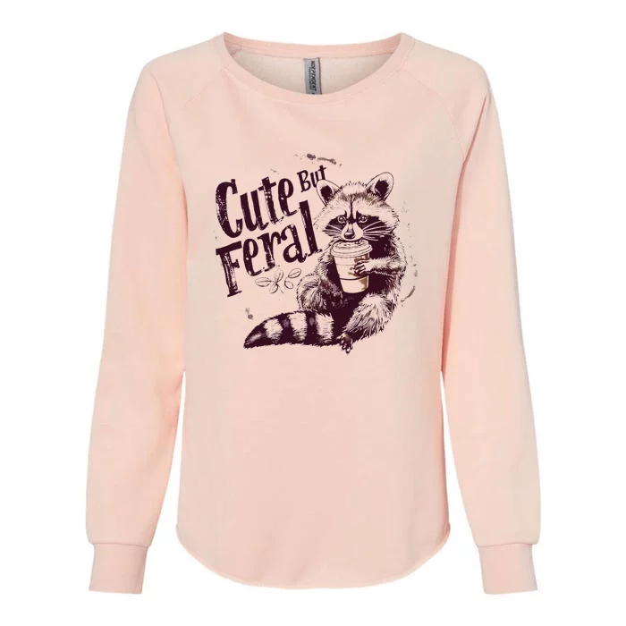 Cute Feral Raccoon Womens California Wash Sweatshirt