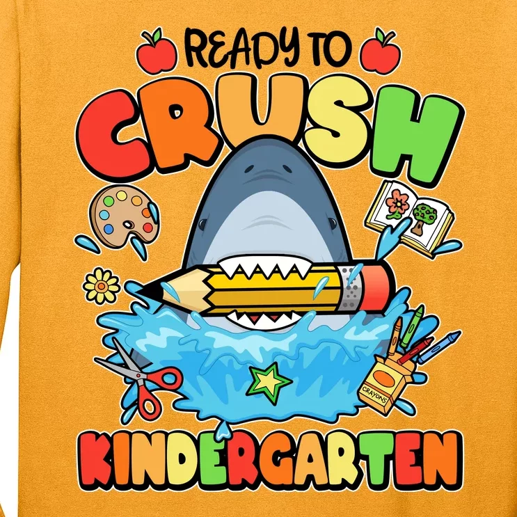 Cute Funny Ready To Crush Kindergarten School Shark Long Sleeve Shirt