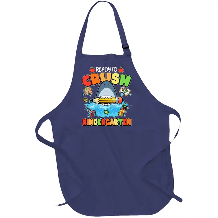 Cute Funny Ready To Crush Kindergarten School Shark Full-Length Apron With Pocket