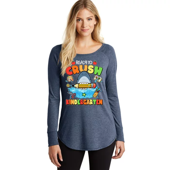 Cute Funny Ready To Crush Kindergarten School Shark Women's Perfect Tri Tunic Long Sleeve Shirt