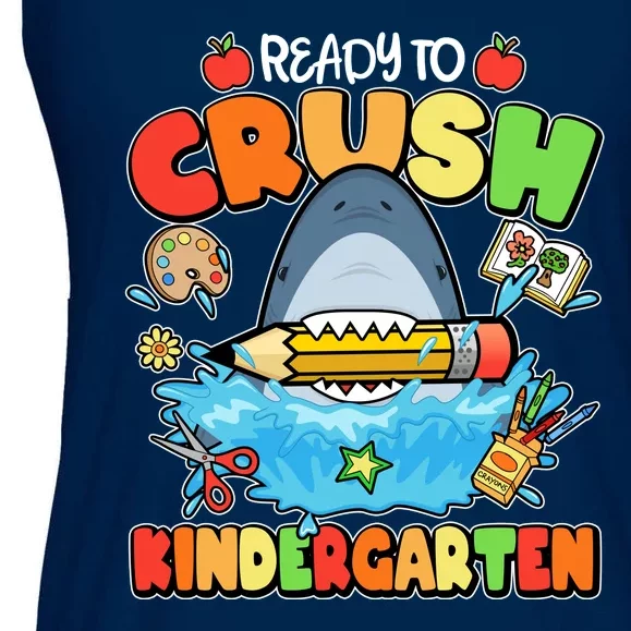 Cute Funny Ready To Crush Kindergarten School Shark Ladies Essential Flowy Tank