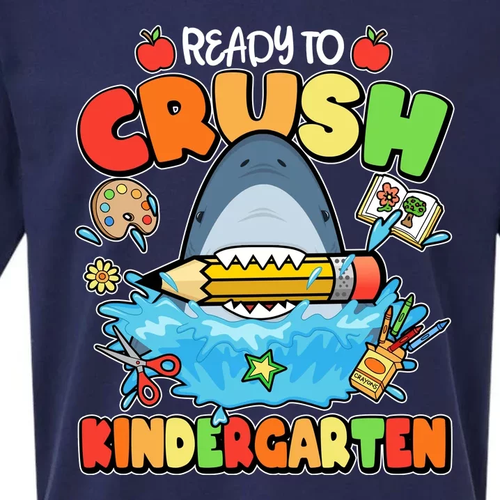 Cute Funny Ready To Crush Kindergarten School Shark Sueded Cloud Jersey T-Shirt