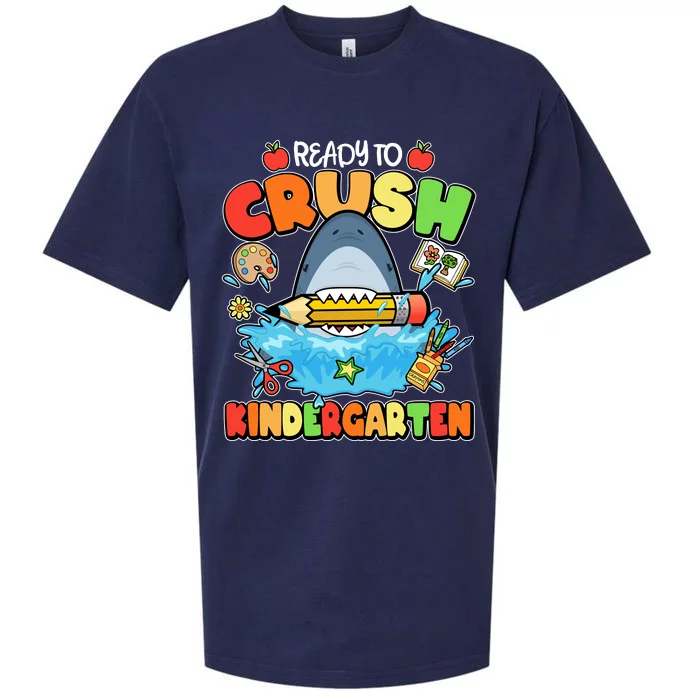 Cute Funny Ready To Crush Kindergarten School Shark Sueded Cloud Jersey T-Shirt