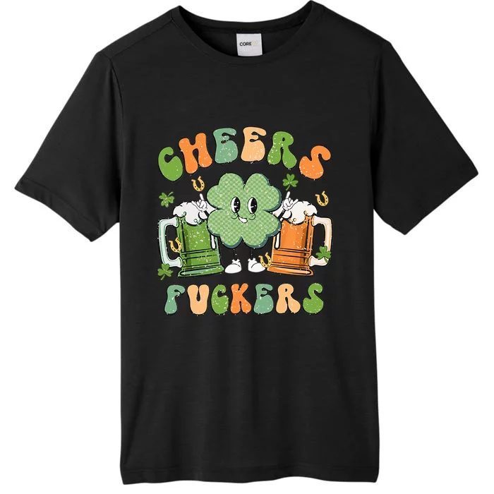 Cheers Fuckers Retro Beer Drinking Team Lucky Clover Saint Patrick's Day ChromaSoft Performance T-Shirt