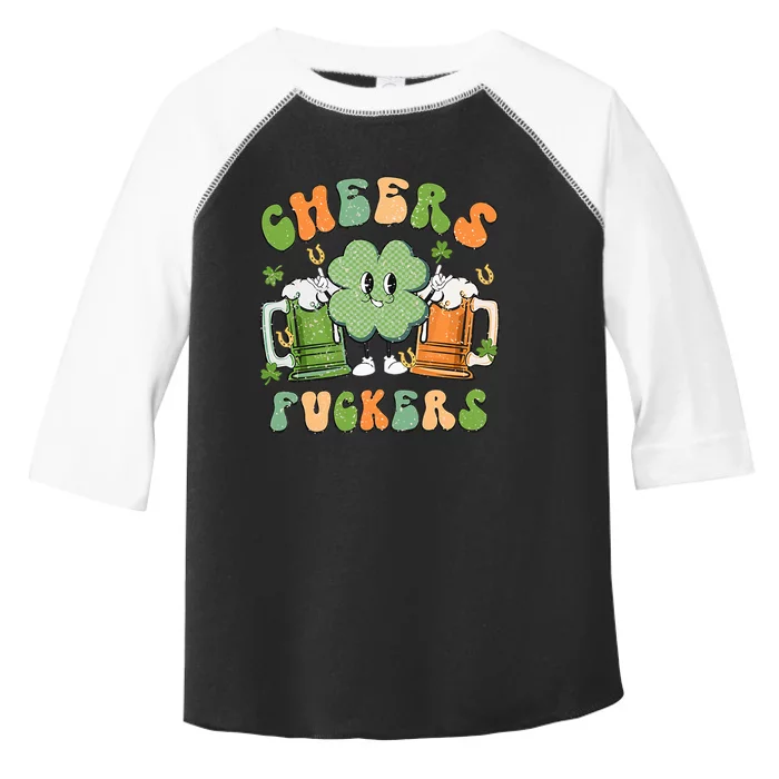 Cheers Fuckers Retro Beer Drinking Team Lucky Clover Saint Patrick's Day Toddler Fine Jersey T-Shirt