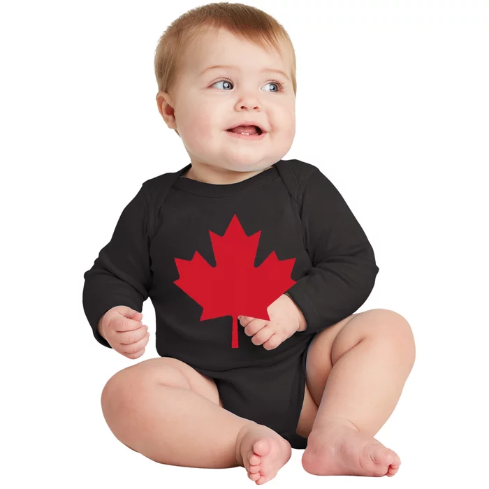 Canadian Flag Red Maple Leaf Canada Day Baby Long Sleeve Bodysuit