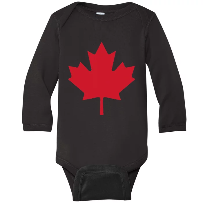 Canadian Flag Red Maple Leaf Canada Day Baby Long Sleeve Bodysuit