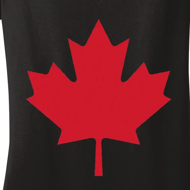 Canadian Flag Red Maple Leaf Canada Day Women's V-Neck T-Shirt